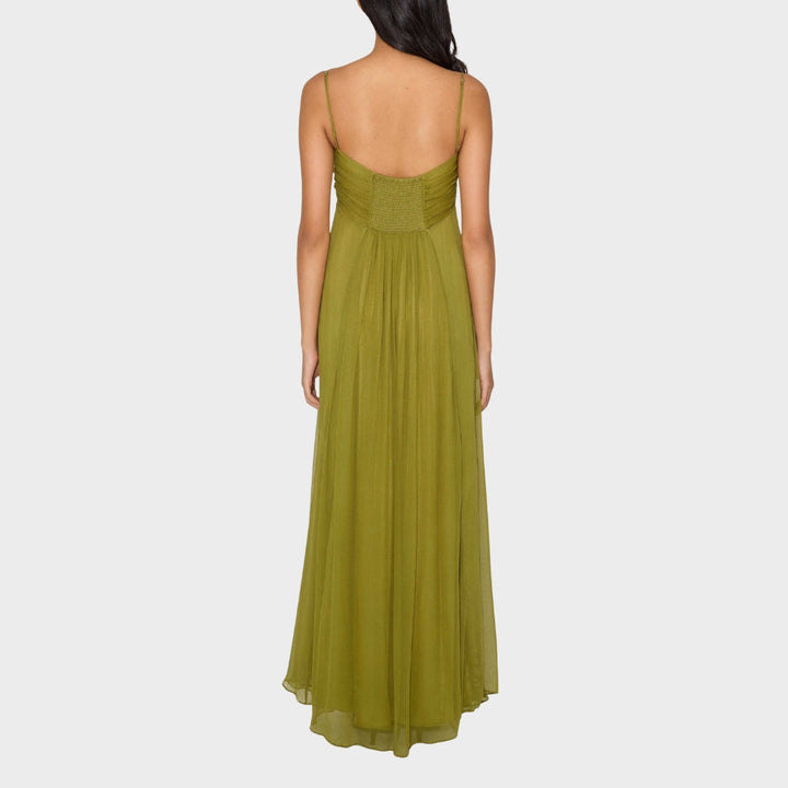 Бяла - Макси рокля с ключова дупка