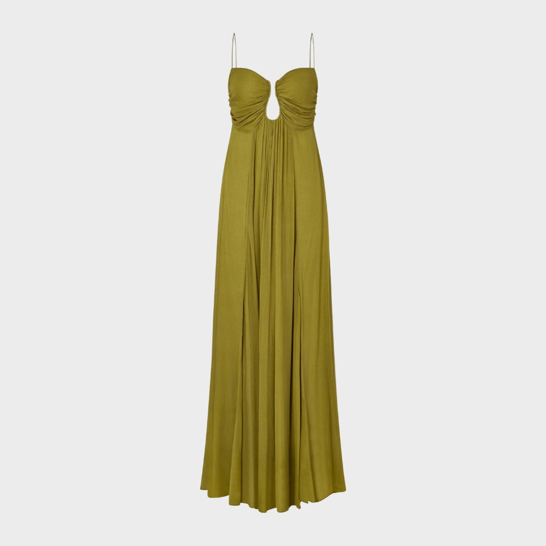 Бяла - Макси рокля с ключова дупка