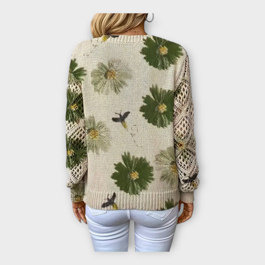 Плетен Пуловер с Дантелени Детайли