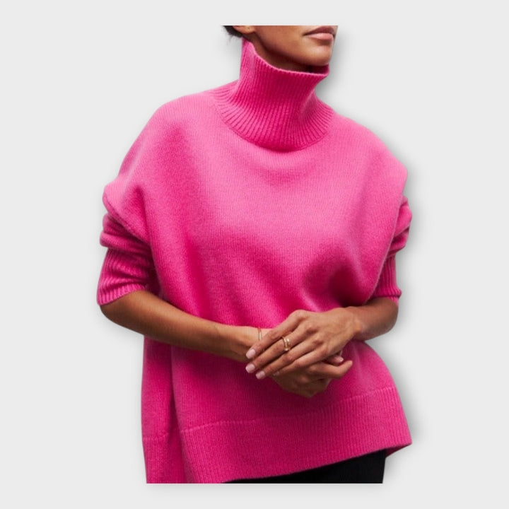 Плетен Пуловер с Висок Овратник