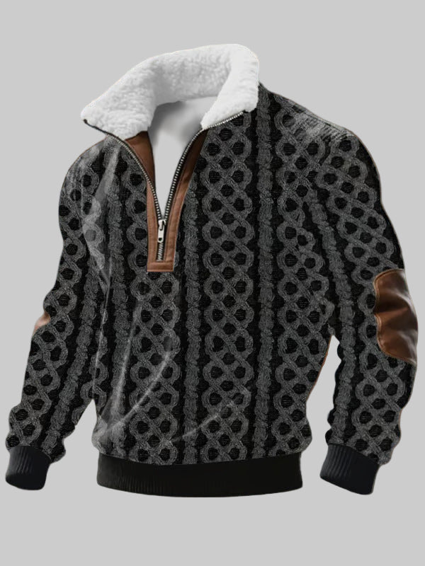 Стефан - Суитшърт с цип и висока яка с козина