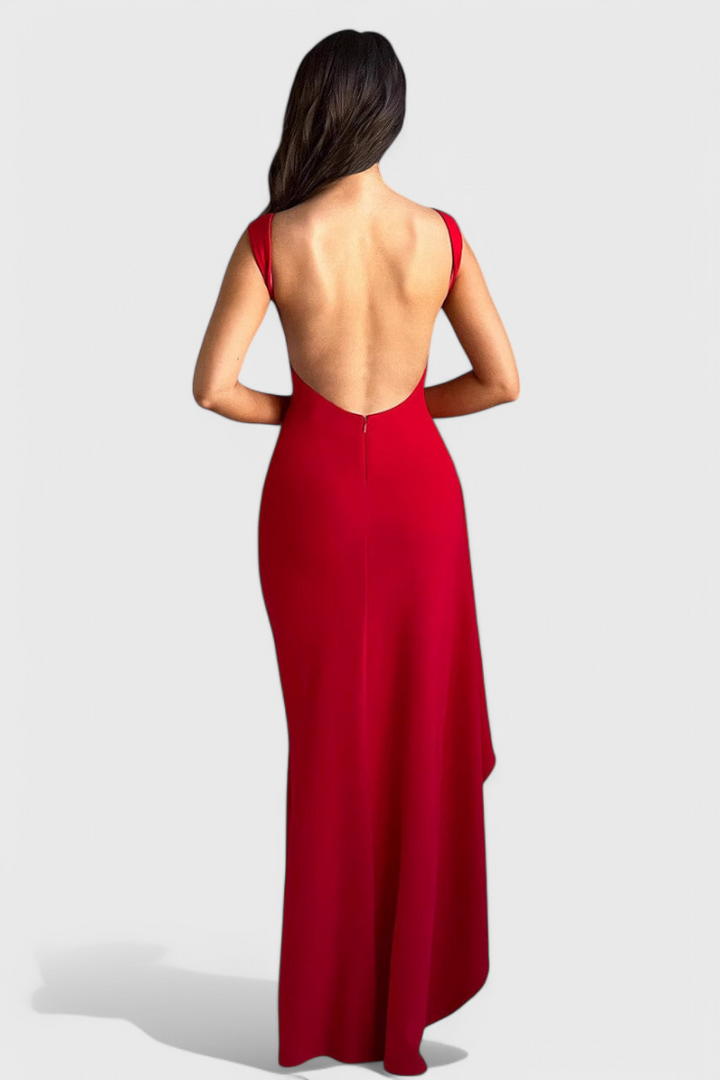 Ивана Рокля от Сатен с Отворен Гръб и Голям Разрез