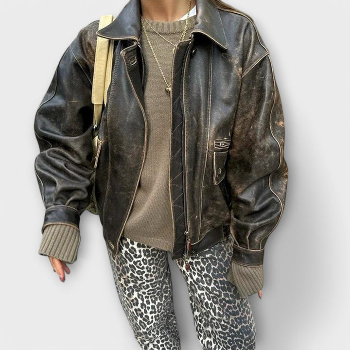 Розалия - Винтидж дънки с леопардов десен