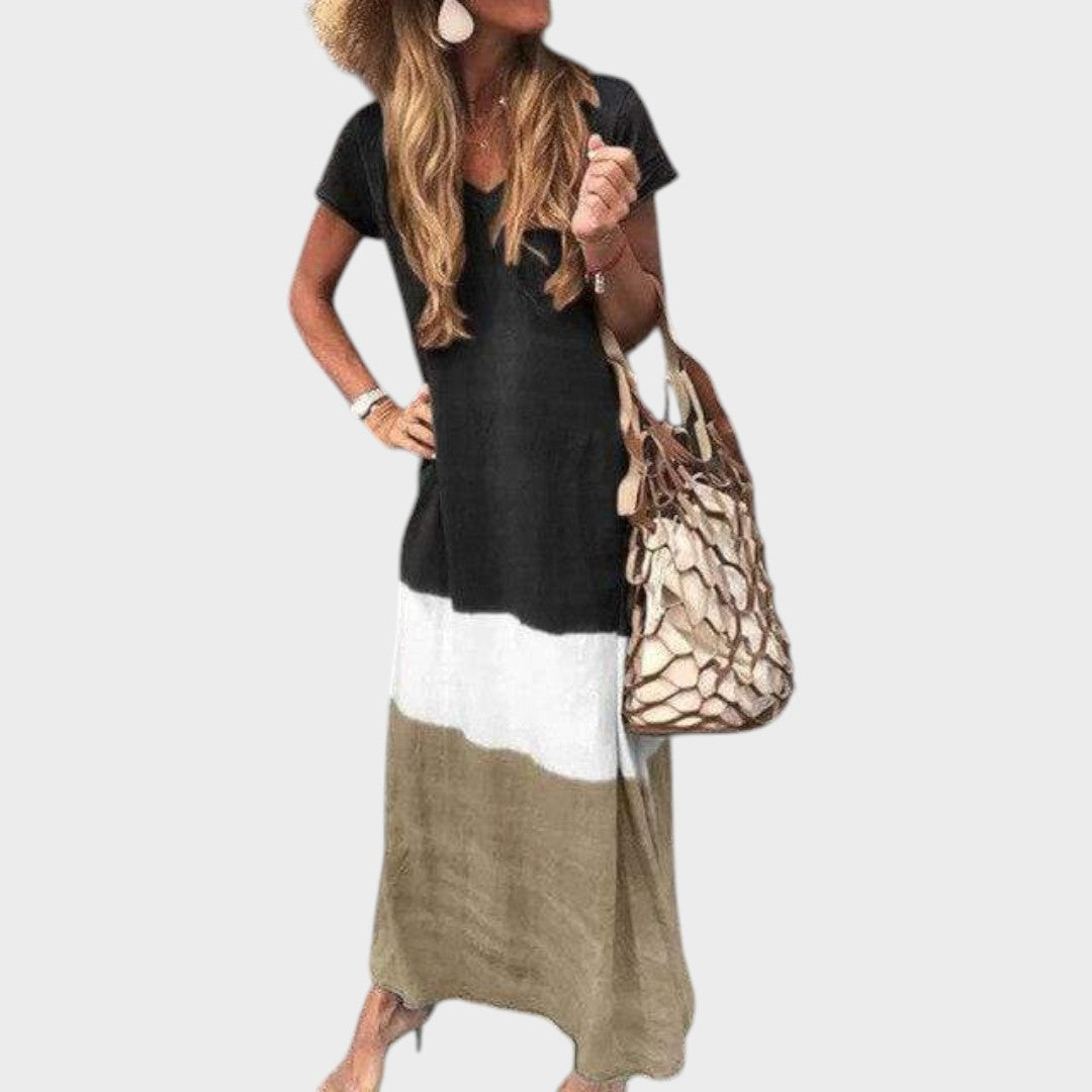 Ваня - Многоцветна лежерна бохо дълга рокля