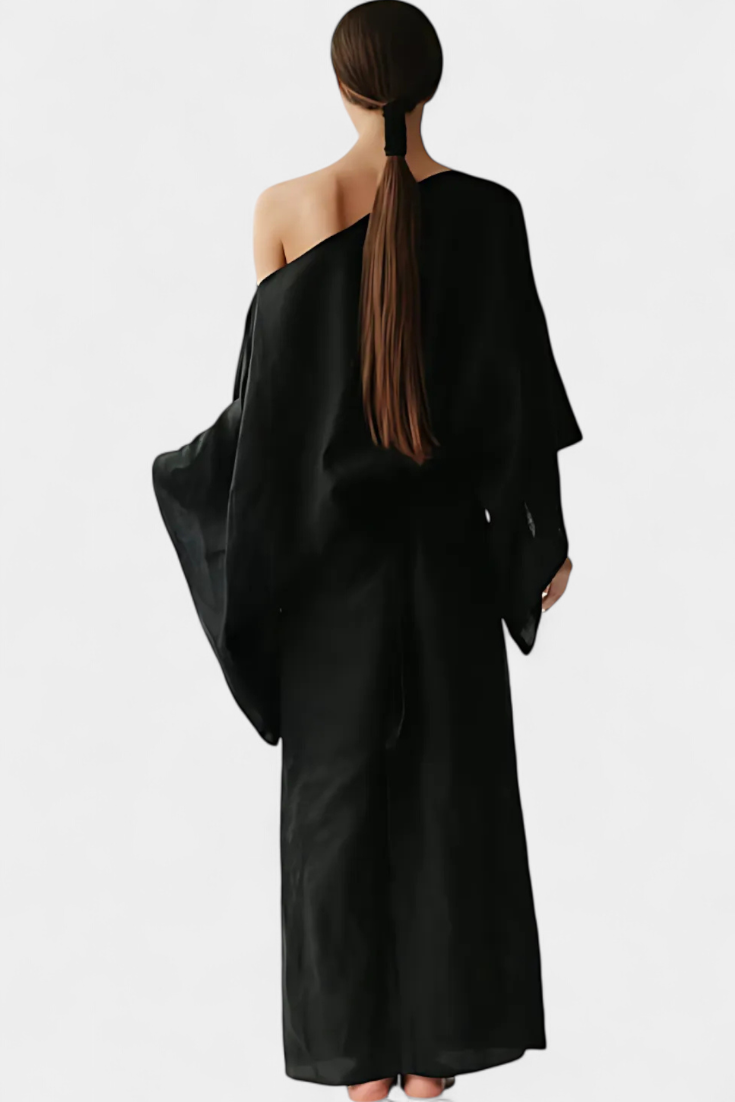 Филипа - Кимоно рокля от лен и памук с пояс