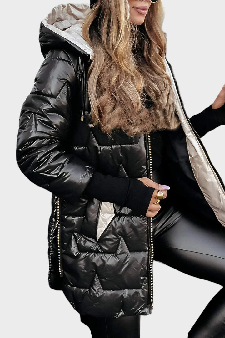 Габриела - Елегантно зимно палто с качулка и подплата