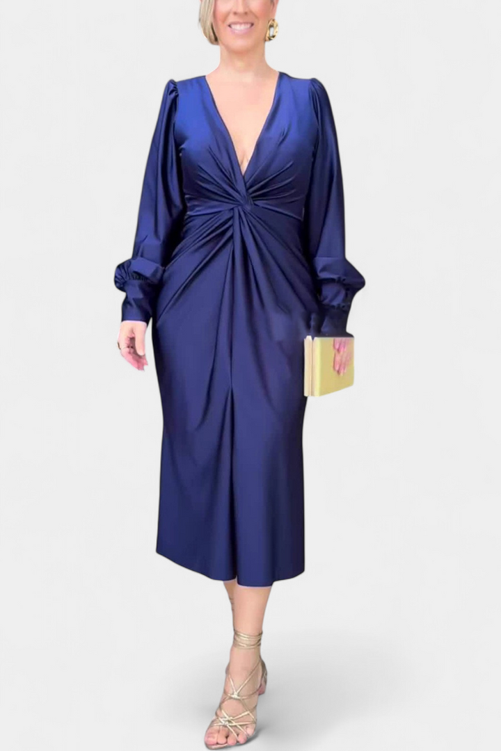 Веселка Дълга Рокля с Дълги Ръкави и V-Изрез