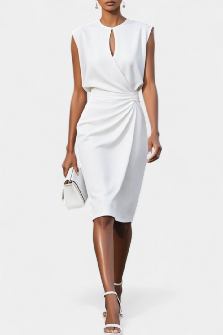 Маша Миди Рокля с Дълги Ръкави и Кръгло Деколте