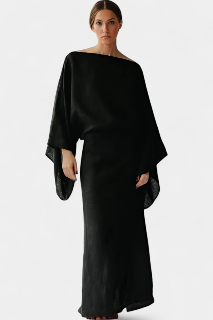 Филипа - Кимоно рокля от лен и памук с пояс